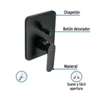 Monomando para regadera con desviador, negro, FOSET RIVIERA 2