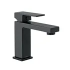 Monomando corto para lavabo, negro, FOSET KUBO 1