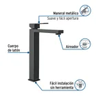 Monomando alto para lavabo, negro, FOSET KUBO 2