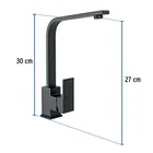 Monomando cuello alto para fregadero, negro, FOSET KUBO 3