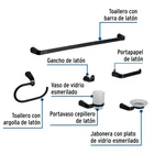 Juego de 6 accesorios para baño, negro, FOSET RIVIERA 2