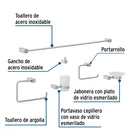 Juego de 6 accesorios para baño, cromo, FOSET KUBO 2