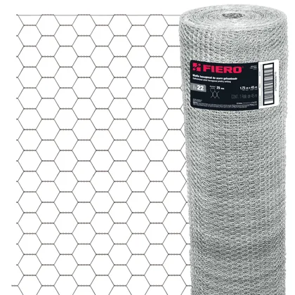 Rollo malla hexagonal cal.22, 1.75x 45m, abertura 25mm, 23kg