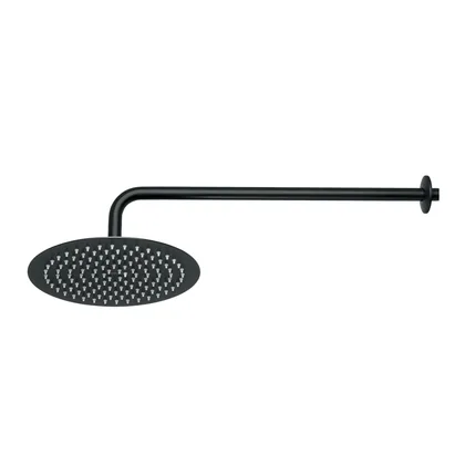 Regadera plato redondo 10' con brazo, negro, FOSET RIVIERA