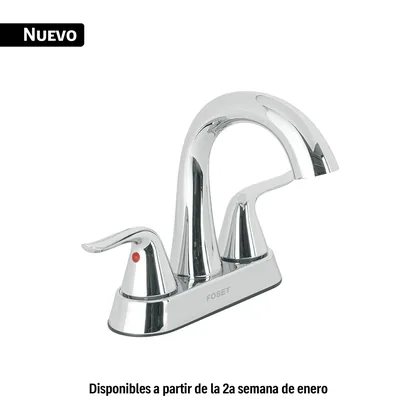 Mezcladora lavabo 4' cromo, cuello alto, palanca, FOSET AERO