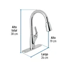 Monomando nariz retráctil para fregadero, cromo, FOSET AERO 3