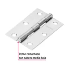 Bisagra rectangular 2-1/2 x 1-5/8', acero natural, HERMEX 2