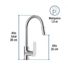 Monomando retráctil para fregadero, cromo, FOSET RIVIERA 3