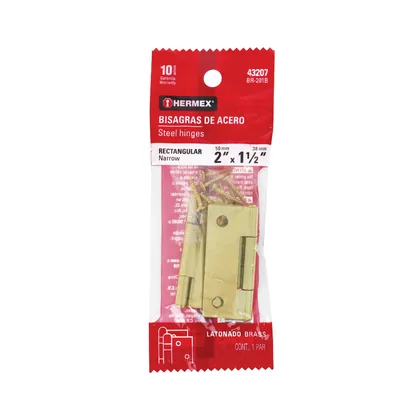 Bolsa 2 bisagras rectangulares 2 x 1-1/2', acero latonado