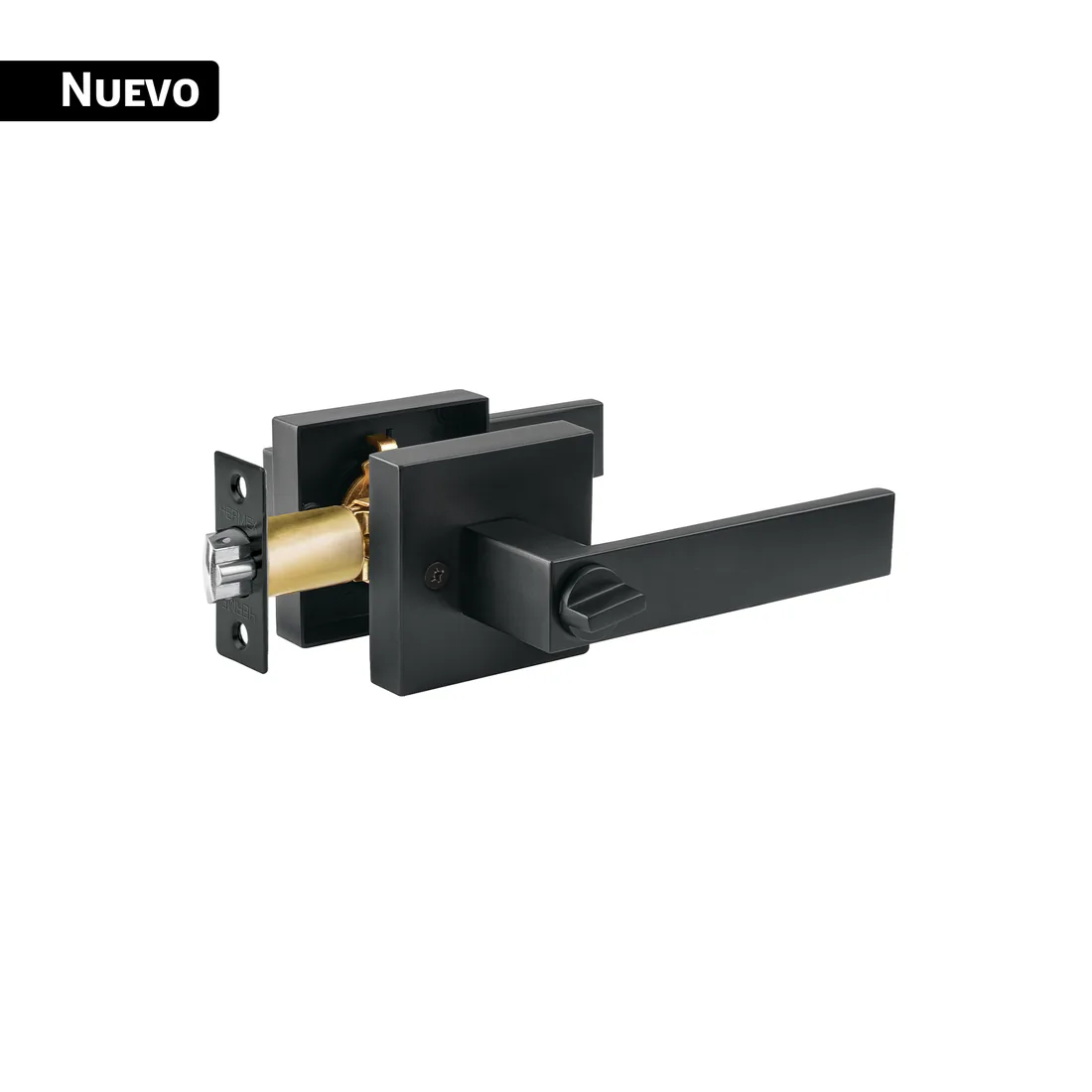 Cerradura manija 'Módena' p/recámara, negro mate, HERMEX
