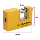 Candado antipalanca 75 mm cuerpo metálico, HERMEX BASIC 4