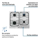 Parrilla gas empotrable 60 cm, 4 quemadores, esmalte, FOSET 2