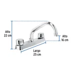 Mezcladora 8' fregadero cromo, cuello corto,compresión,BASIC 3