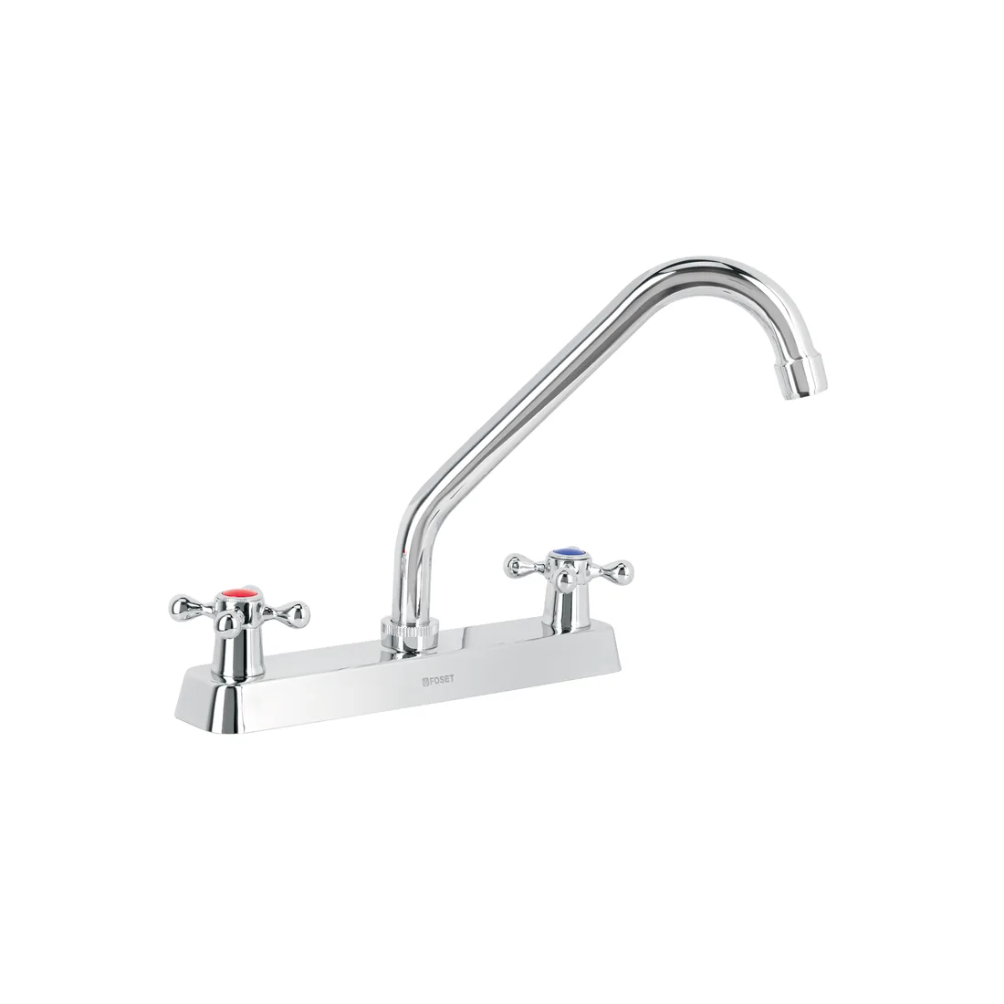Mezcladora 8' fregadero cromo, cuello largo, cruceta, BASIC