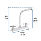 Mezcladora 8' fregadero cromo, cuello cobra, cruceta, BASIC 3
