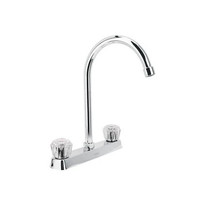 Mezcladora 8' fregadero cromo, cuello curvo, acrílico, BASIC