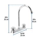 Mezcladora 8' fregadero cromo, cuello curvo, acrílico, BASIC 3