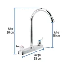 Mezcladora 8' fregadero cromo, cuello curvo, palanca, BASIC 3