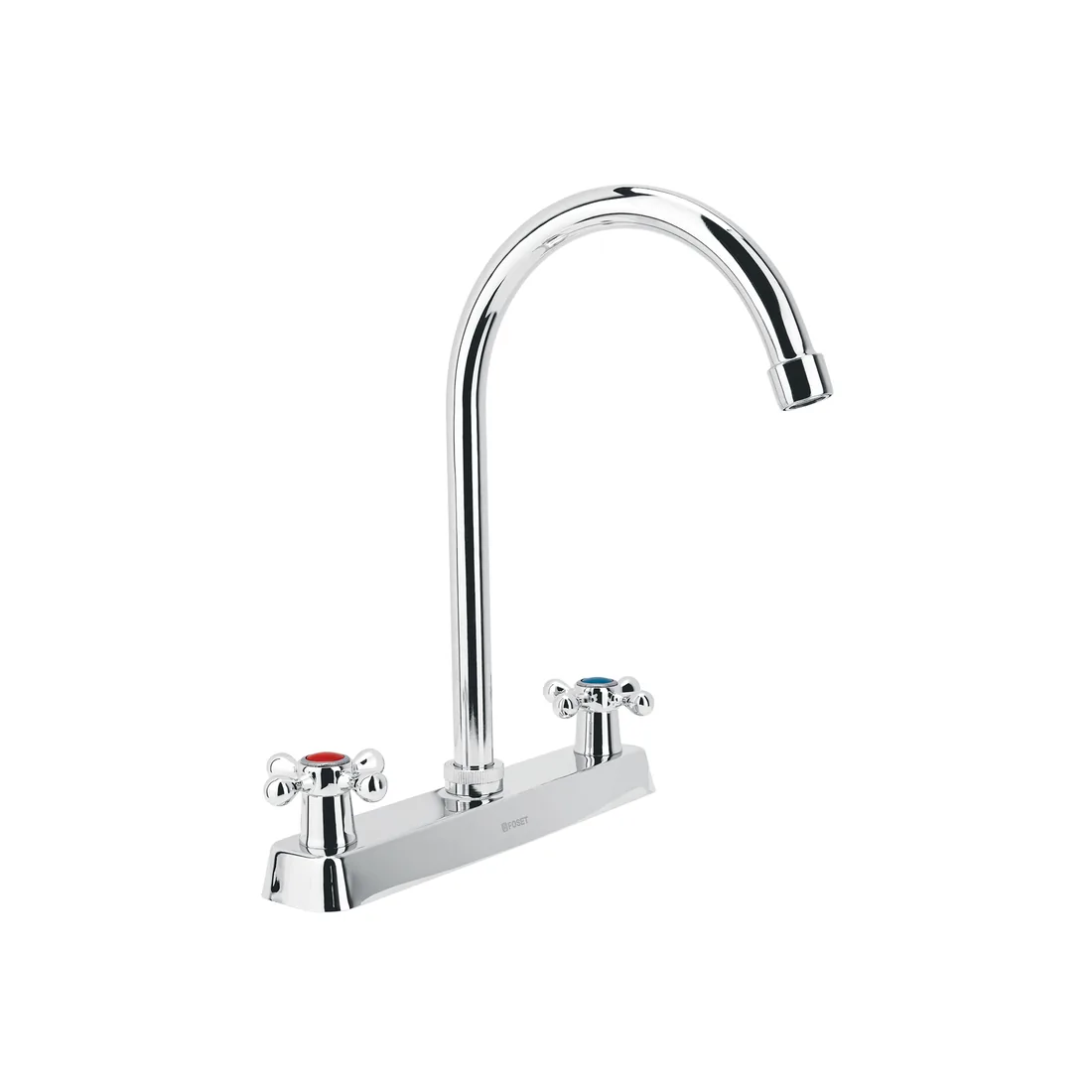 Mezcladora 8' fregadero cromo, cuello curvo, cruceta, BASIC
