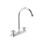 Mezcladora 8' fregadero cromo, cuello curvo, cruceta, BASIC 1