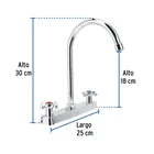 Mezcladora 8' fregadero cromo, cuello curvo, cruceta, BASIC 3