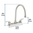 Mezcladora fregadero 8' satín, cuello largo, palanca, AQUA 3