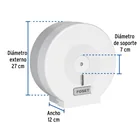 Portarrollo junior de ABS, blanco, FOSET BASIC 3