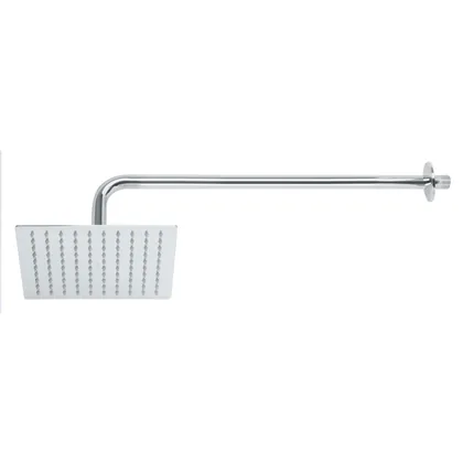 Regadera plato cuadrado 8' con brazo, cromo, FOSET RIVIERA