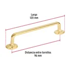 Jaladera de 96mm, línea Oviedo, latón brillante, HERMEX 2