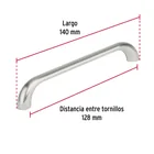 Jaladera de 128mm, línea Cádiz, níquel, HERMEX 3
