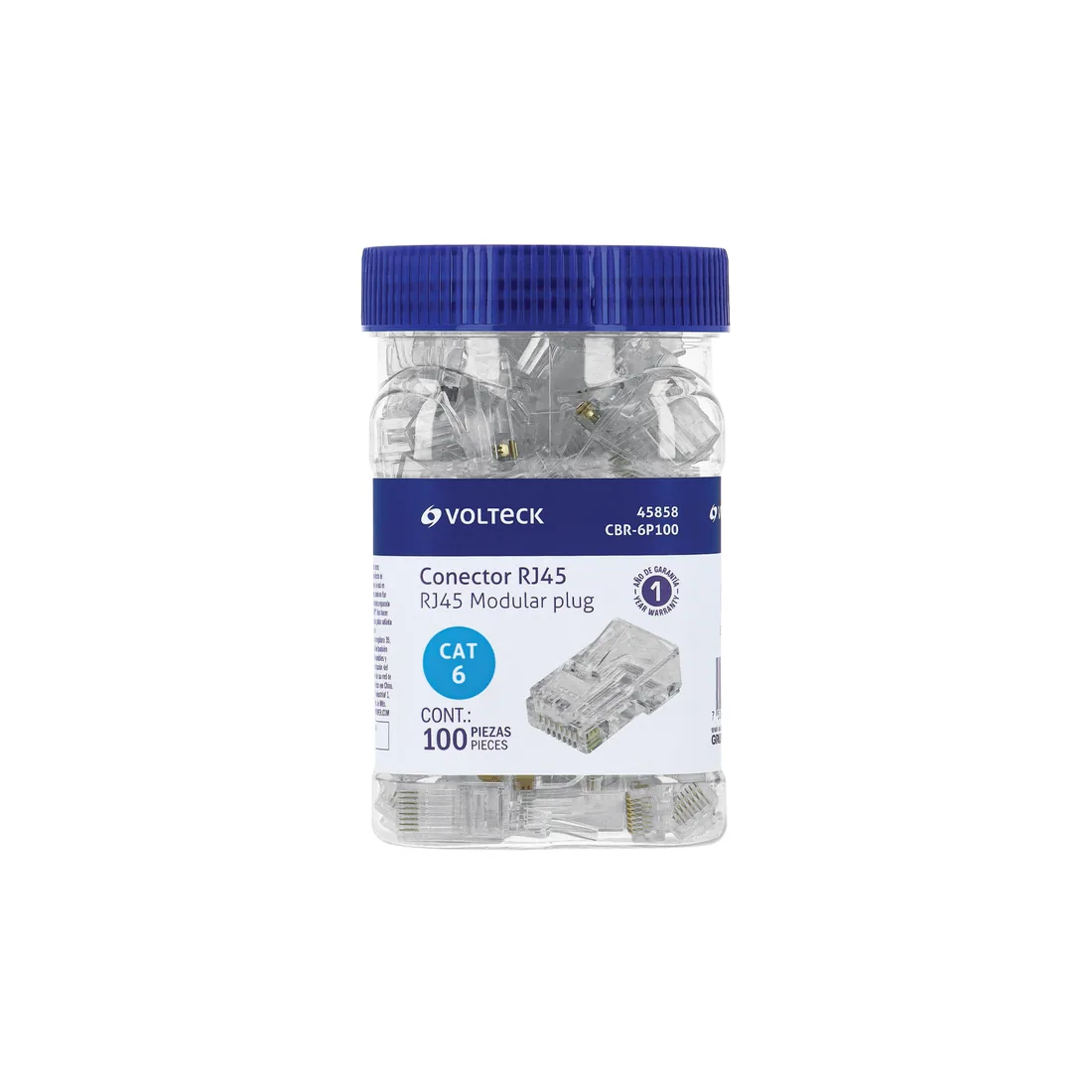 Plug RJ45 CAT6, Bote con 100 piezas, VOLTECK