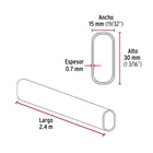 Tubo ovalado para clóset, 2.4 m, acero cromado, HERMEX 3