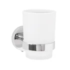 Portavaso cepillero cromo con vaso de vidrio, FOSET TÚBIG 1