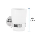 Portavaso cepillero cromo con vaso de vidrio, FOSET TÚBIG 3