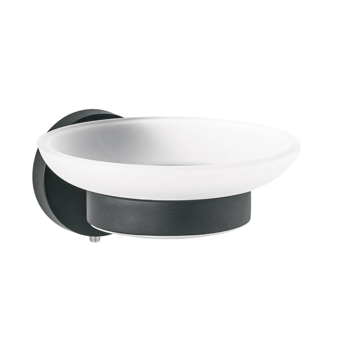 Jabonera metálica negro con plato de vidrio, FOSET TÚBIG