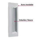 Jaladera de embutir rectangular, cromo mate, HERMEX 2
