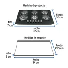 Parrilla gas empotrable 90cm, 6 quem, vidrio negro, RIVIERA 3