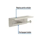 Portarrollo doble en satín con soporte para celular, RIVIERA 2
