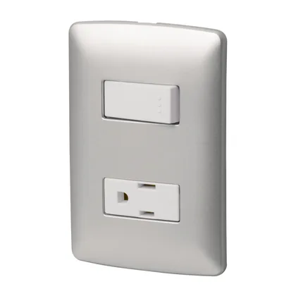 Placa armada contacto e interruptor, plata, línea Italiana