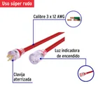 Extensión reforzada aterrizada 10 m 3x12 AWG, VOLTECK 3