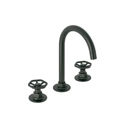 Mezcladora p/lavabo,taladros separados,redondos,negro, TÚBIG