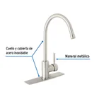 Monomando para fregadero, cuello alto, satín, FOSET TÚBIG 2