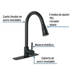 Monomando para fregadero, cuello extraible,negro mate, TÚBIG 2