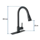 Monomando para fregadero, cuello extraible,negro mate, TÚBIG 3