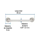 Barra recta de seguridad, acero inoxidable, 40cm, FOSET 3