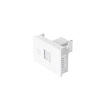 Toma de teléfono, 1.5 módulos, línea Española, color blanco