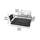 Escurridor negro de acero con 2 niveles para trastes, grande 3