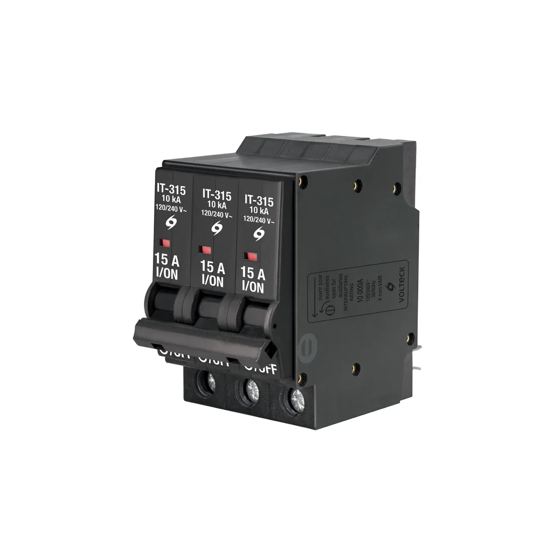 Interruptor de 3 polos 15A, enchufable, VOLTECK