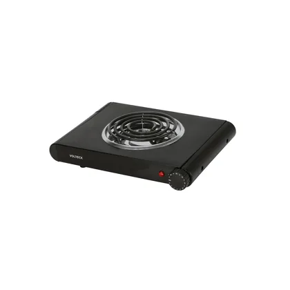 Parrilla eléctrica 1 quemador espiral, negra, VOLTECK