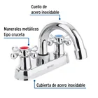 Mezcladora 4' para lavabo, cuello curvo, manerales cruceta 2